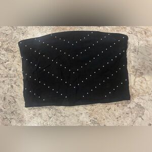 Victoria's Secret PINK Studded Unlined Tube Top Crop Black Large NWOT